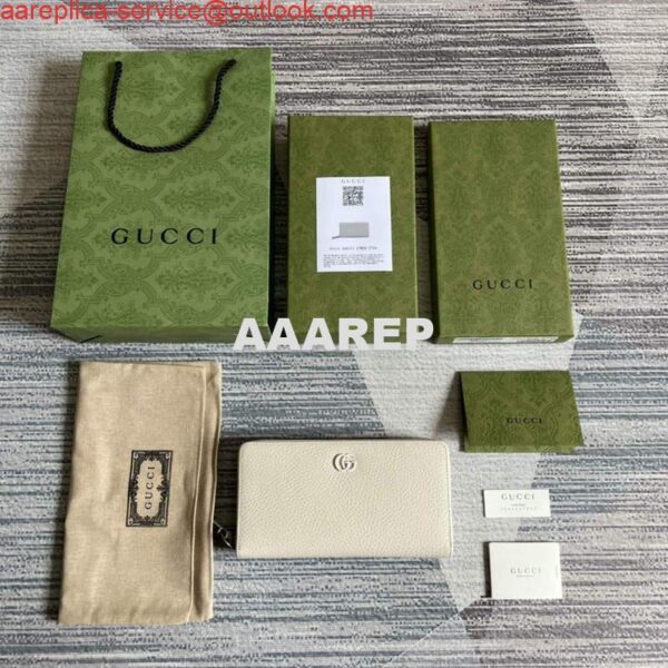 Replica Gucci 456117 GG Marmont Leather Zip Around Wallet White 10