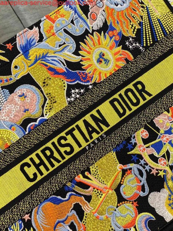 Replica Dior M1286 Large Book Tote Black Multicolor Zodiac Fantastico Embroidery 3