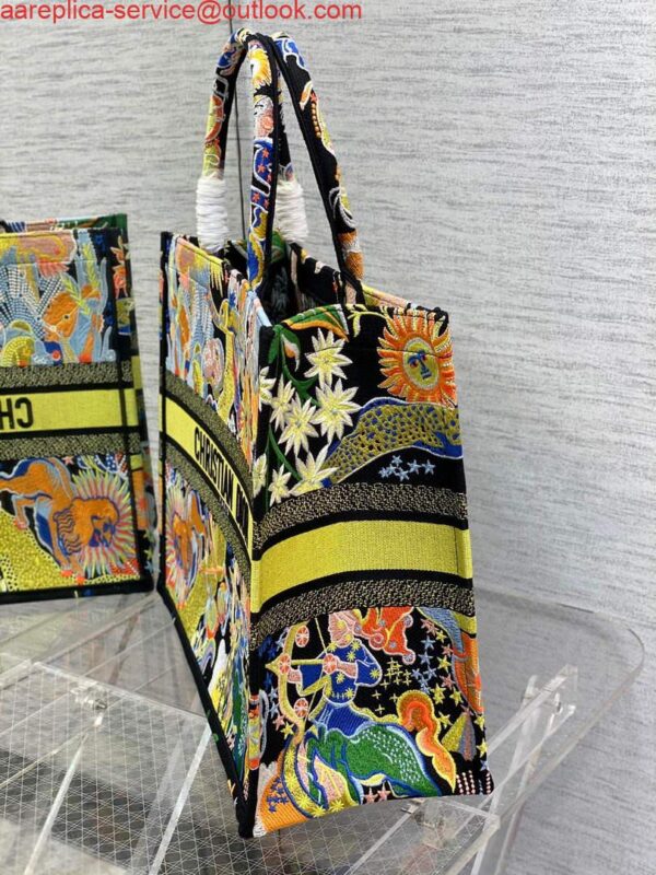 Replica Dior M1286 Large Book Tote Black Multicolor Zodiac Fantastico Embroidery 7
