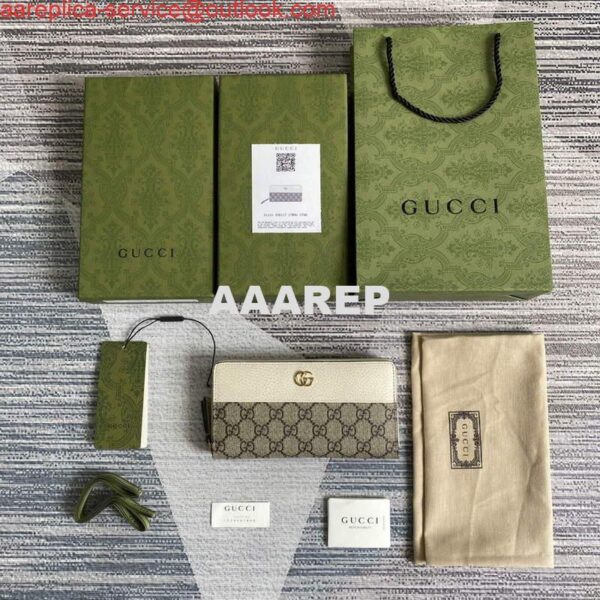 Replica Gucci 456117 GG Marmont Zip Around Wallet White 10