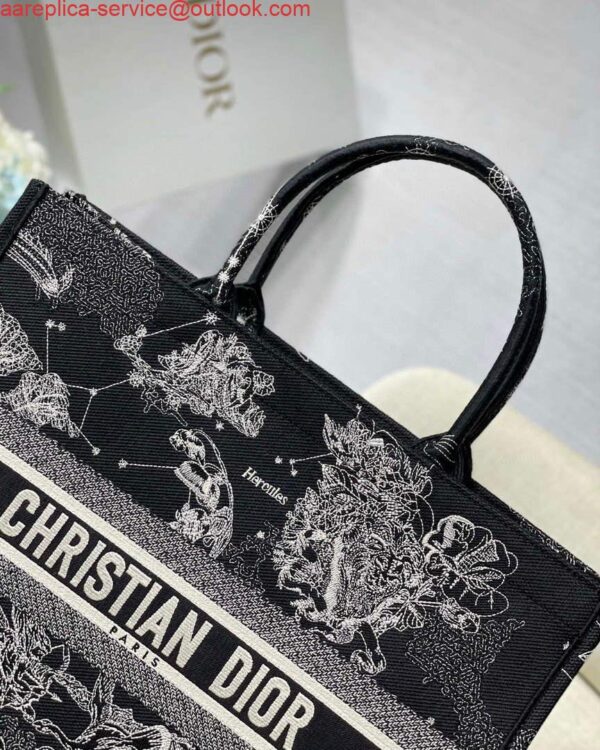 Replica Dior M1286 Large Book Tote Black Toile de Jouy Zodiac latte embroidery 5