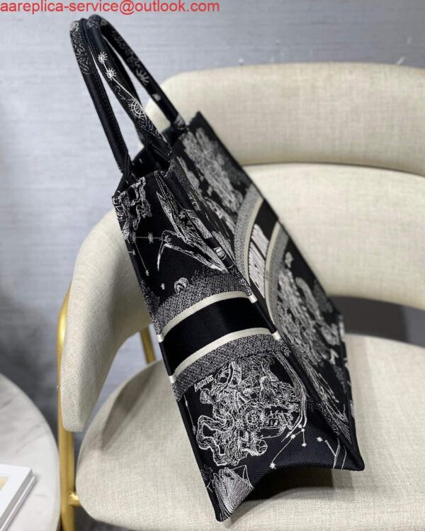 Replica Dior M1286 Large Book Tote Black Toile de Jouy Zodiac latte embroidery 8