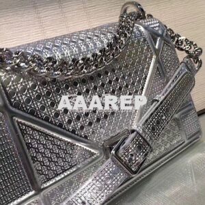 Replica "Diorama" Flap in Silver-tone Metallic Calfskin with Micro-Can 2