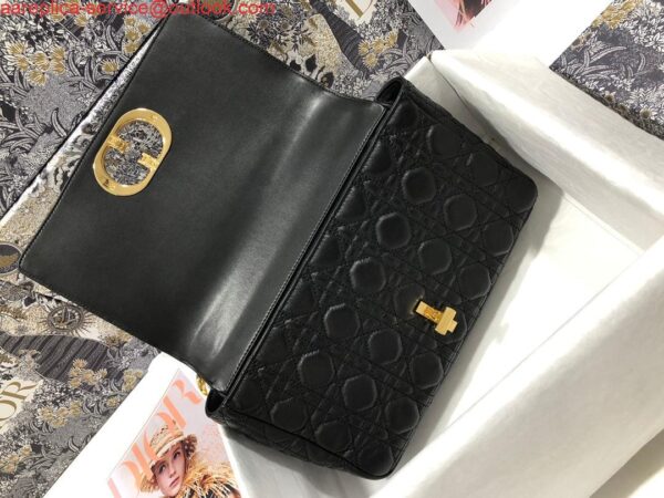 Replica Dio rM9243 Large Caro Bag Calfskin black logo gold 7