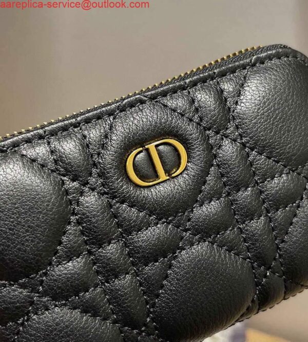 Replica Dior Caro Mini zipper clutch 5087 Black 3