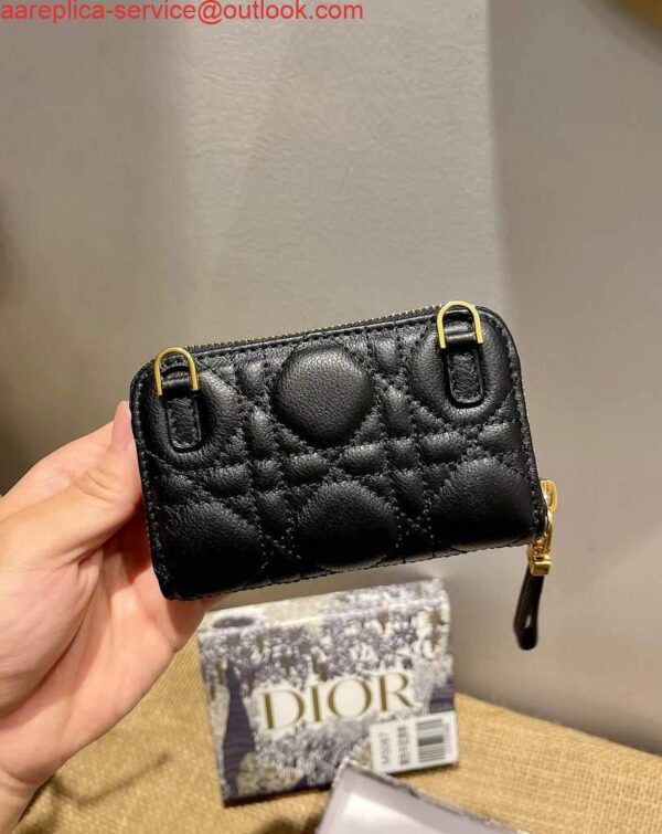 Replica Dior Caro Mini zipper clutch 5087 Black 4