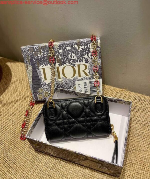 Replica Dior Caro Mini zipper clutch 5087 Black 7