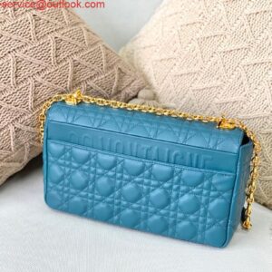 Replica Dior Large Caro Bag M9243 Calfskin Blue Gold