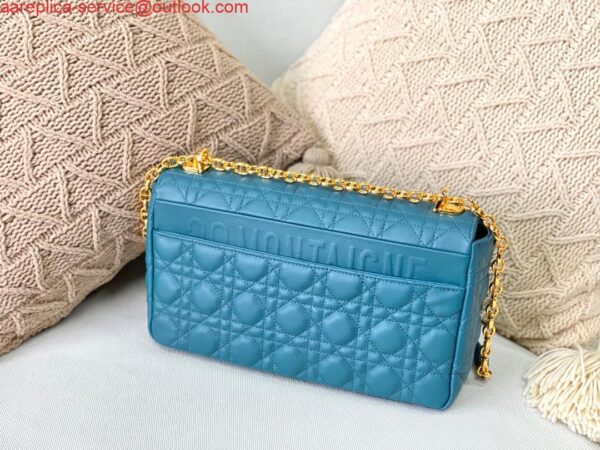 Replica Dior Large Caro Bag M9243 Calfskin Blue Gold