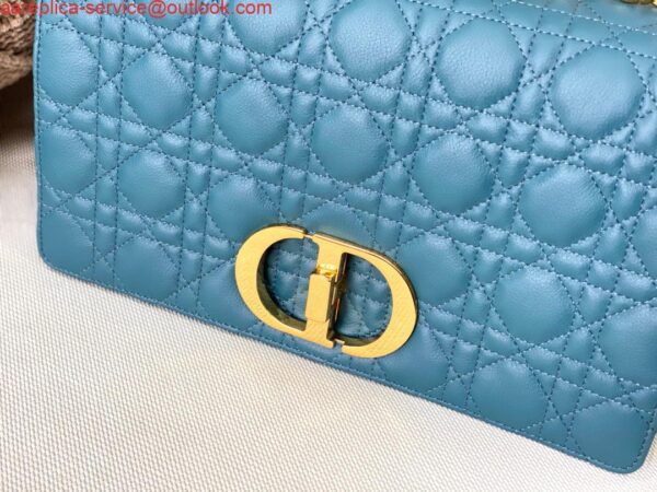 Replica Dior Large Caro Bag M9243 Calfskin Blue Gold 6