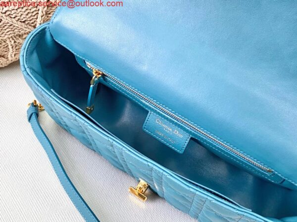 Replica Dior Large Caro Bag M9243 Calfskin Blue Gold 6