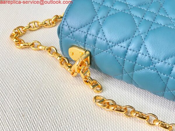 Replica Dior Large Caro Bag M9243 Calfskin Blue Gold 7