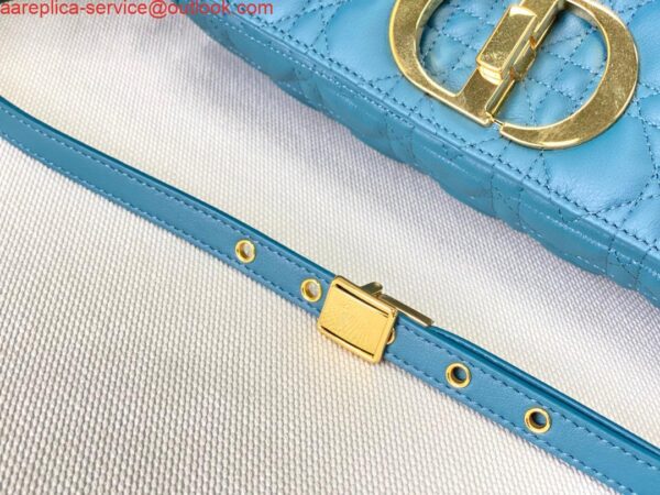 Replica Dior Large Caro Bag M9243 Calfskin Blue Gold 8