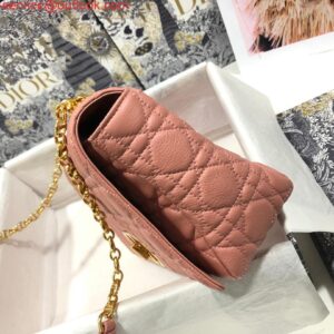 Replica Dior Large Caro Bag M9243 Calfskin Pink Gold 2