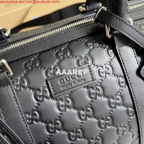 Replica Gucci 406380 GG Embossed Duffle Bag Black 7