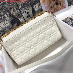 Replica Dior Large Caro Bag M9243 Calfskin white Gold