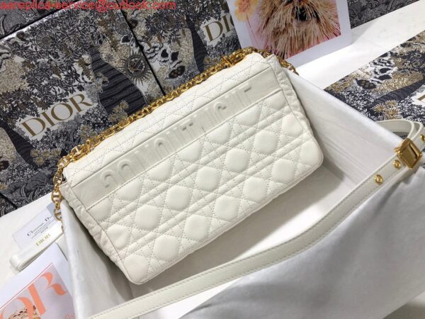 Replica Dior Large Caro Bag M9243 Calfskin white Gold