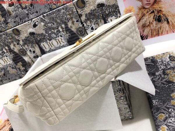 Replica Dior Large Caro Bag M9243 Calfskin white Gold 4