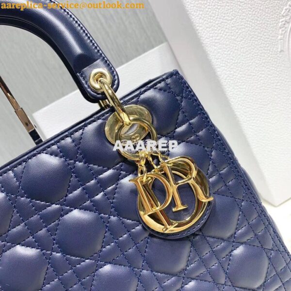 Replica Christian Dior Lady Dior Quilted in Lambskin Leather Bag Navy 6