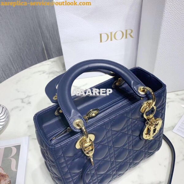 Replica Christian Dior Lady Dior Quilted in Lambskin Leather Bag Navy 8