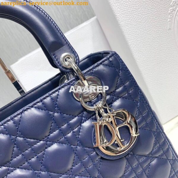 Replica Christian Dior Lady Dior Quilted in Lambskin Leather Bag Navy 10