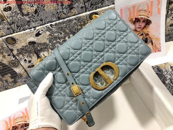 Replica Dior M9243 Large Caro Bag Calfskin Blue 10