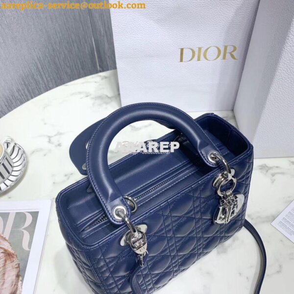 Replica Christian Dior Lady Dior Quilted in Lambskin Leather Bag Navy 12