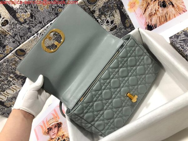 Replica Dior M9243 Large Caro Bag Calfskin Gray 8