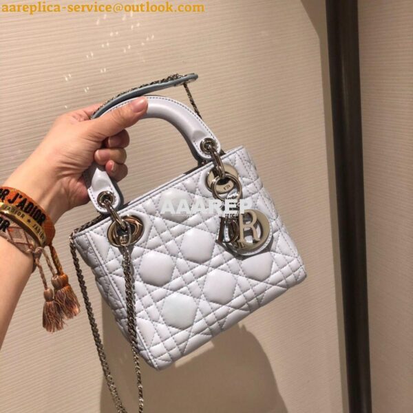 Replica Christian Dior Lady Dior Quilted in Lambskin Leather Bag Sky B 4