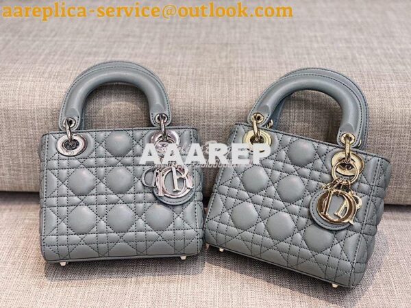 Replica Christian Dior Lady Dior Quilted in Lambskin Leather Bag Stone 3