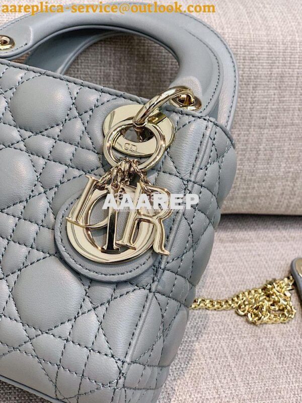 Replica Christian Dior Lady Dior Quilted in Lambskin Leather Bag Stone 5