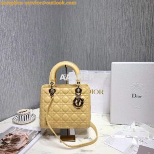 Replica Christian Dior Lady Dior Quilted in Lambskin Leather Bag Yello 2