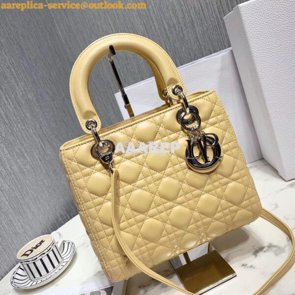 Replica Christian Dior Lady Dior Quilted in Lambskin Leather Bag Yello 5