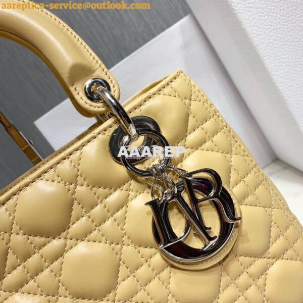 Replica Christian Dior Lady Dior Quilted in Lambskin Leather Bag Yello 6