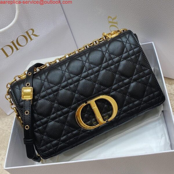 Replica Dior Medium Caro Bag Calfskin M9242 Black 3