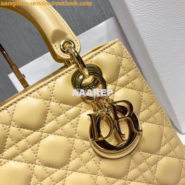 Replica Christian Dior Lady Dior Quilted in Lambskin Leather Bag Yello 12