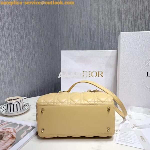 Replica Christian Dior Lady Dior Quilted in Lambskin Leather Bag Yello 15