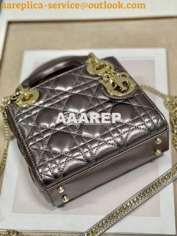 Replica Christian Dior Lady Dior Quilted in Metallic Lambskin Leather 12