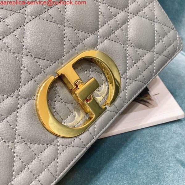 Replica Dior Medium Caro Bag Calfskin M9242 Gray 8