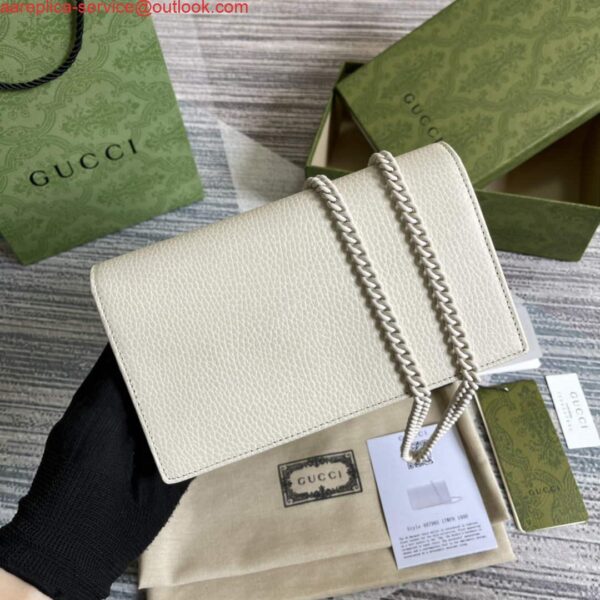 Replica Gucci 497985 GG Marmont Leather Mini Chain Bag White