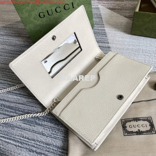 Replica Gucci 497985 GG Marmont Leather Mini Chain Bag White 5