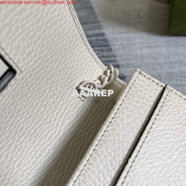 Replica Gucci 497985 GG Marmont Leather Mini Chain Bag White 6