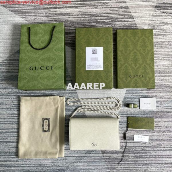 Replica Gucci 497985 GG Marmont Leather Mini Chain Bag White 8