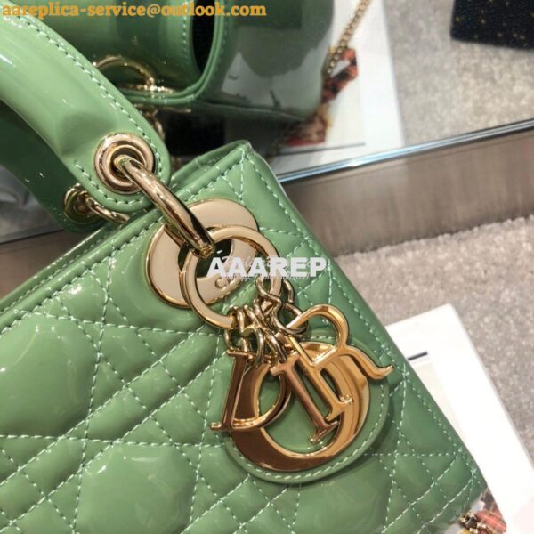 Replica Christian Dior Quilted Avocado Patent Leather Lady Dior Bag 4