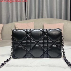 Replica Dior S5135 Caro Macrocannage Pouch Black Quilted Macrocannage Calfskin