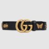 Replica Gucci Black Leather Belt With Pearl Double G Buckle 2