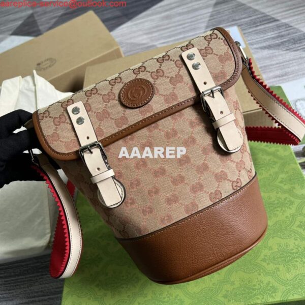 Replica Gucci 630819 Bucket Bag in GG Supreme Canvas and Brown Leather 5