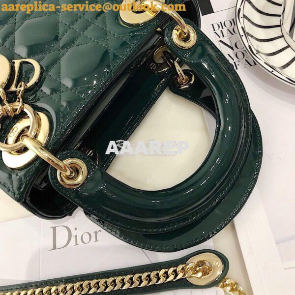 Replica Christian Dior Quilted Jasper Green Patent Leather Lady Dior B 3