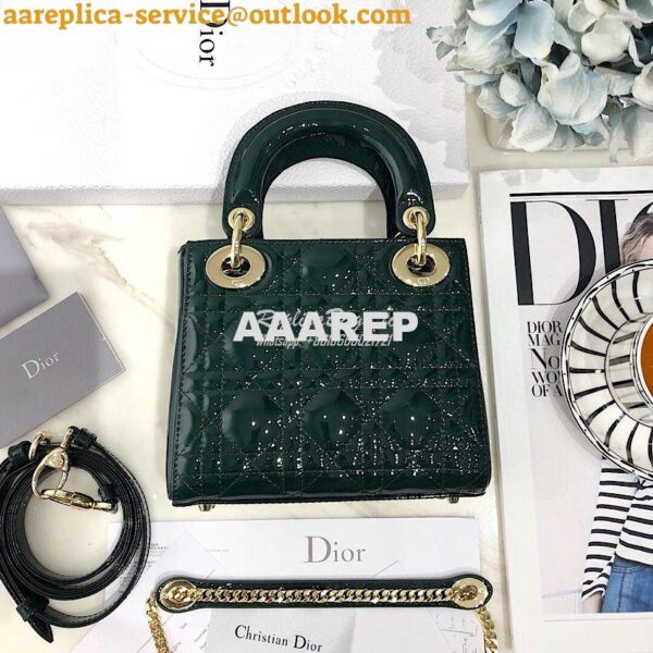 Replica Christian Dior Quilted Jasper Green Patent Leather Lady Dior B 8