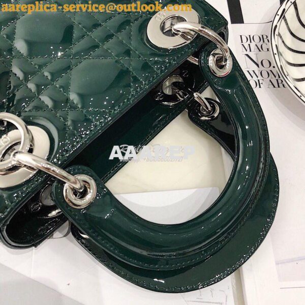 Replica Christian Dior Quilted Jasper Green Patent Leather Lady Dior B 12